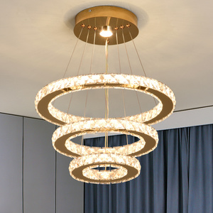 US Stock Golden Body 47W Dimming 3CCT Modern LED Crystal Chandelier