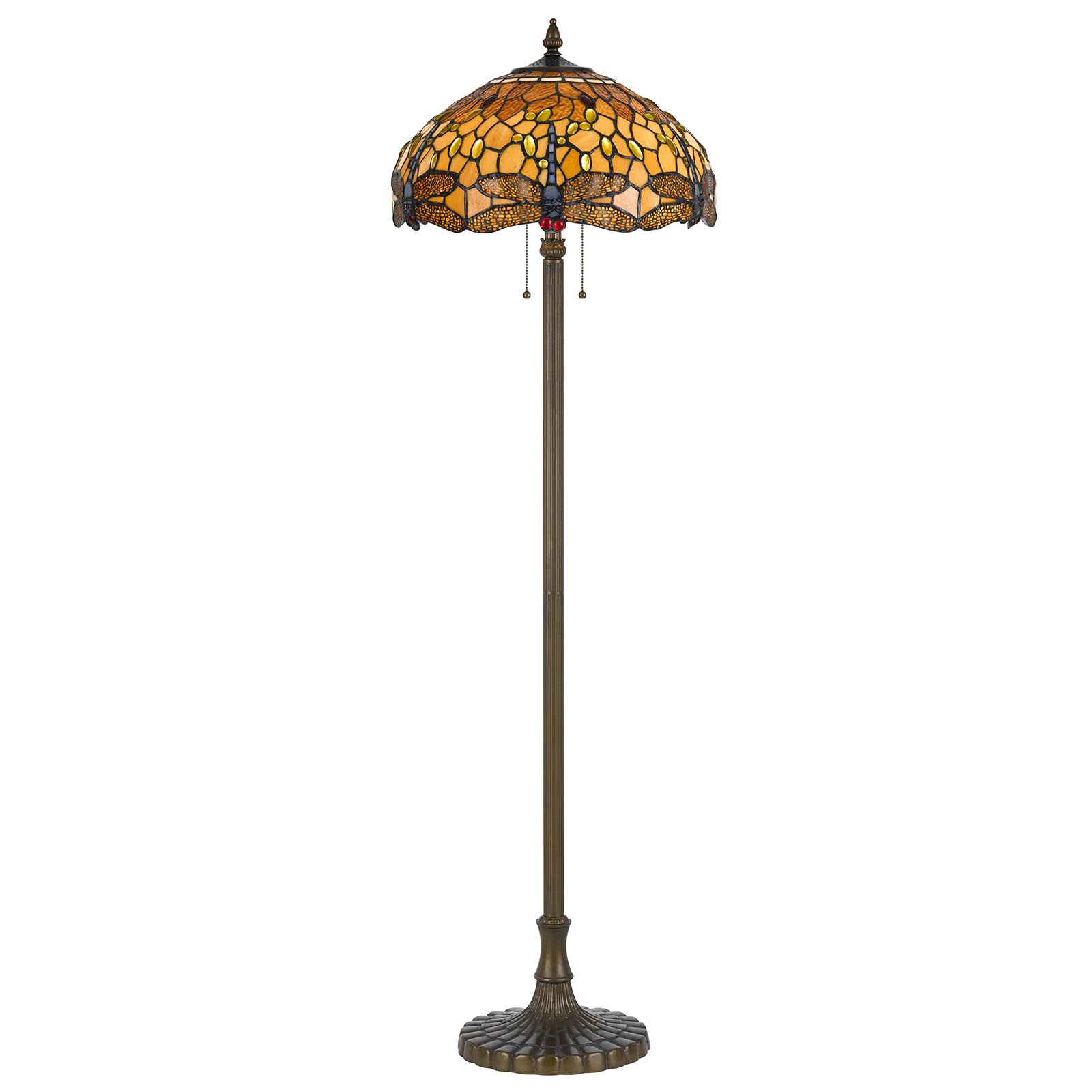 Traditional Tiffany Floor Lamp with leaded art glass shade