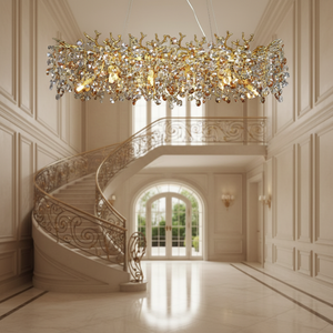 Modern Hotel Lobby Tree Branch Crystal Chandelier