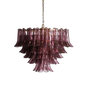 Designer Custom Multi-layered Round Chandelier Amethyst Petals