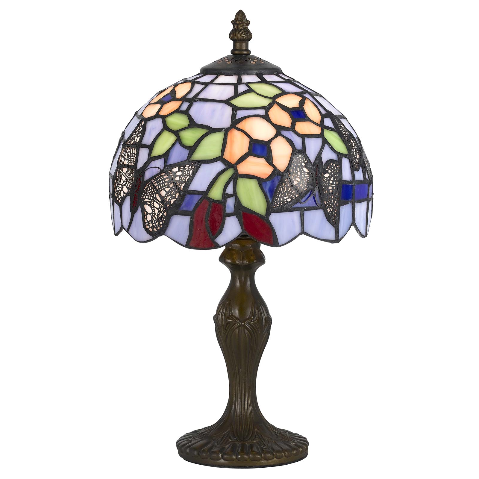 Compact Tiffany Accent Lamp on decorative bronze base