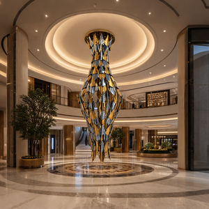 Tall Sculptural Modern Chandelier Handmade Art Glass