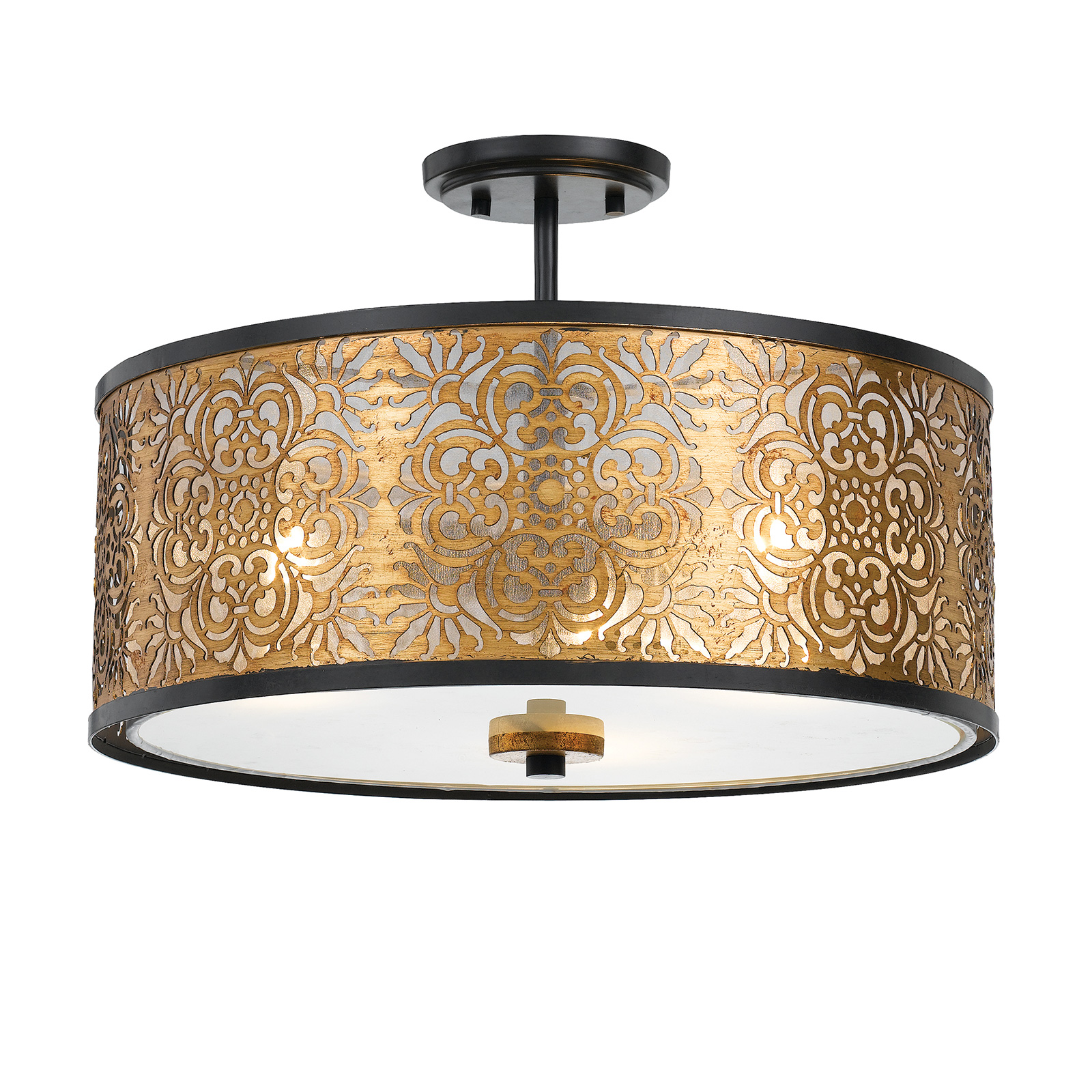 Semi-flush ceiling light fixture with stem extension