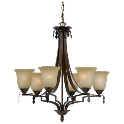 FX-3506-6 Rustic Wood & Iron Chandelier