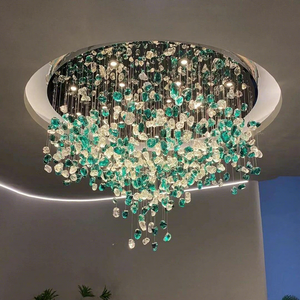 Custom Stone Shape Indoor Decoration Living Room Villa Stair Crystal Chandelier